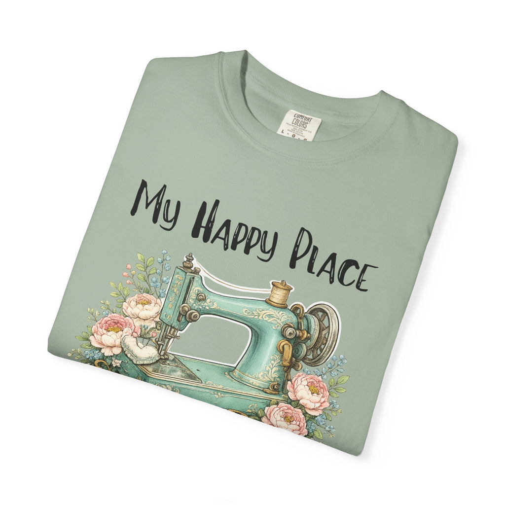 Sewing Lover T-Shirt — "My Happy Place" Vintage Sewing Machine Tee