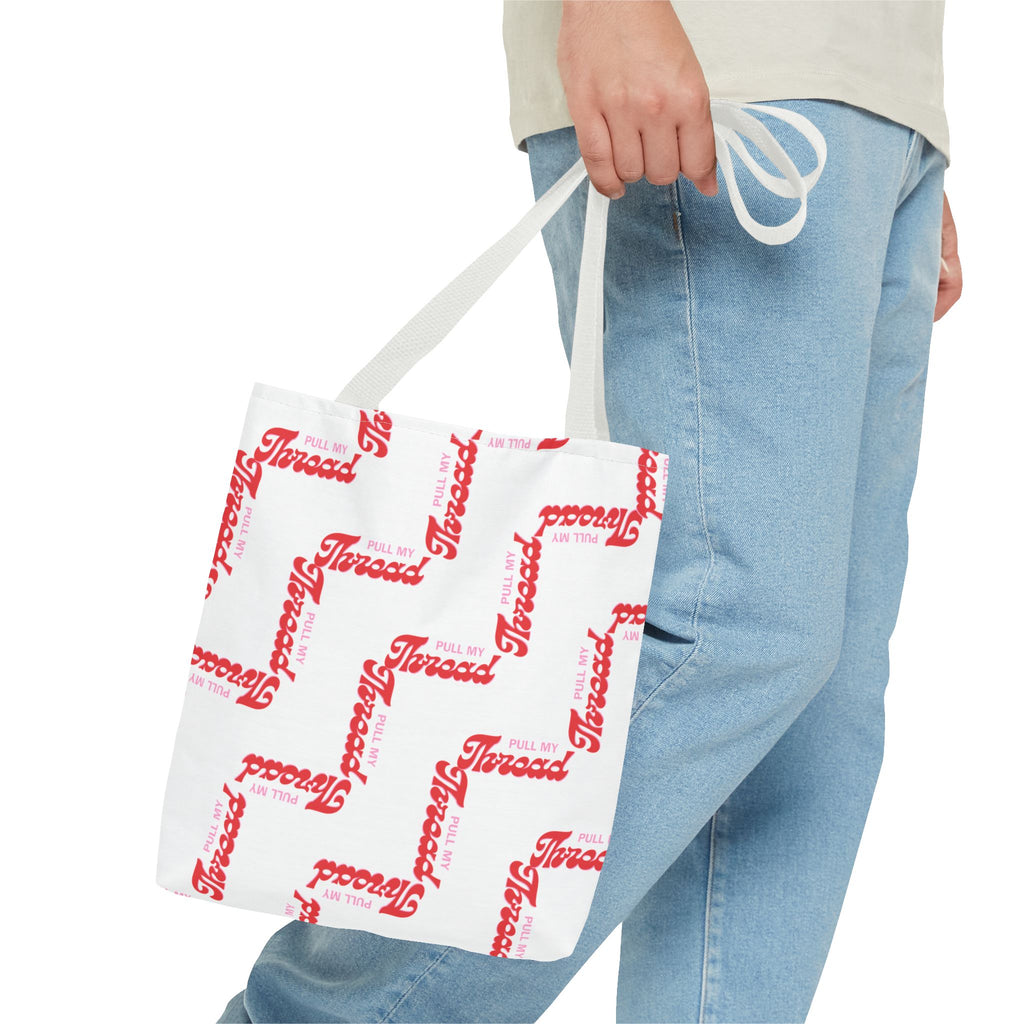 Retro Script 'Pull My Thread" Tote Bag — All-Over Print Fashion Tote