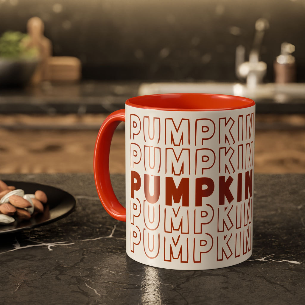 Pumpkin Spice Mug — Repeating 'SPICE' Retro Fall Coffee Cup (11oz/15oz)