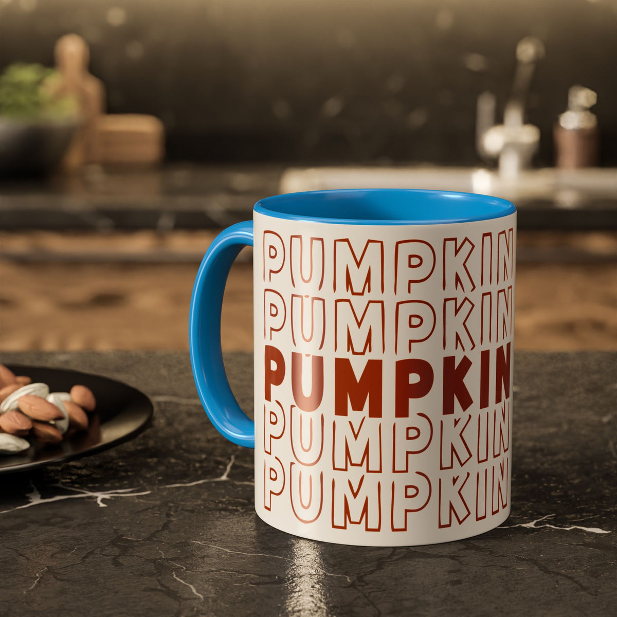 Pumpkin Spice Mug — Repeating 'SPICE' Retro Fall Coffee Cup (11oz/15oz)