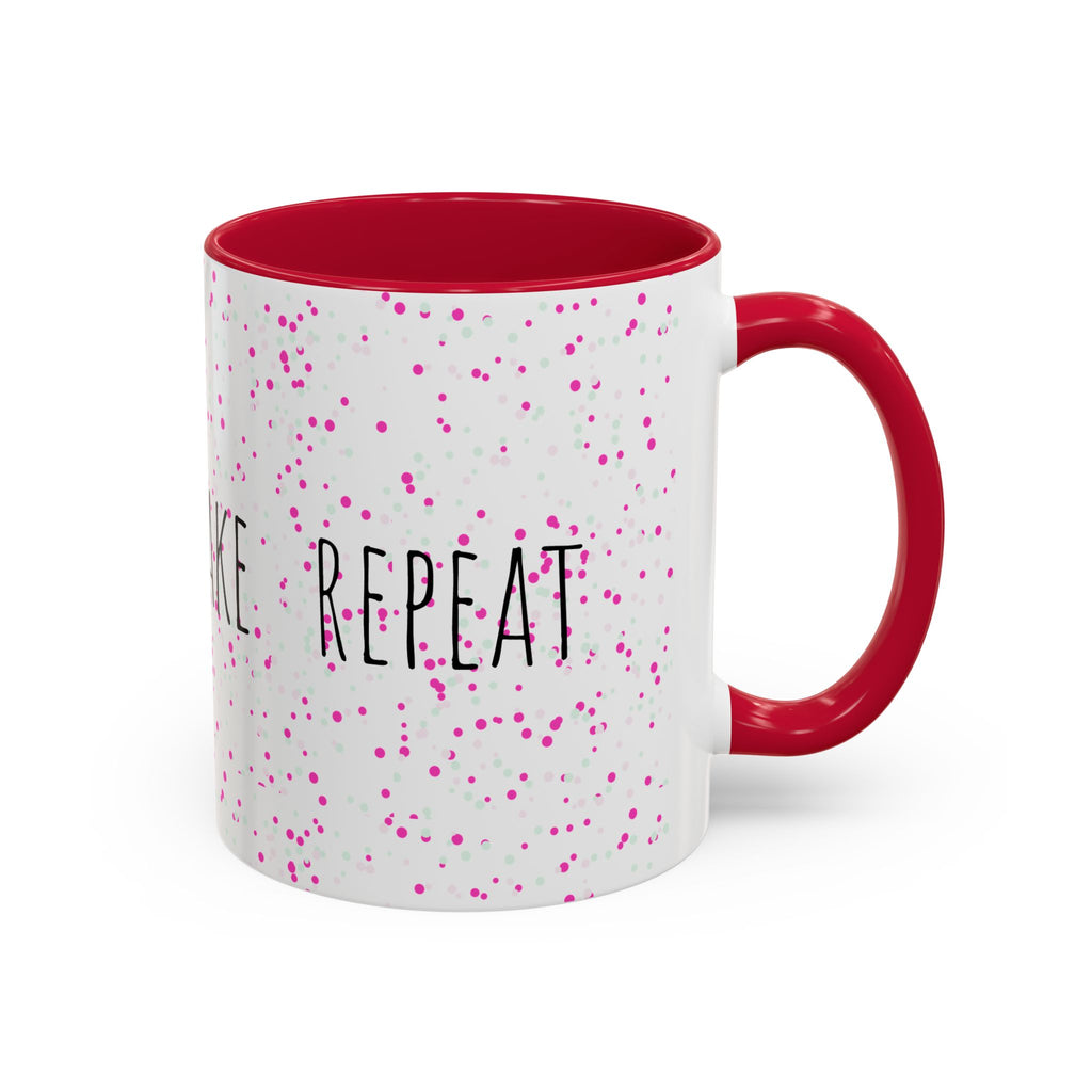 Eat Sleep Bake Repeat Mug | Pink Confetti Ceramic Coffee Cup (11oz, 15oz)