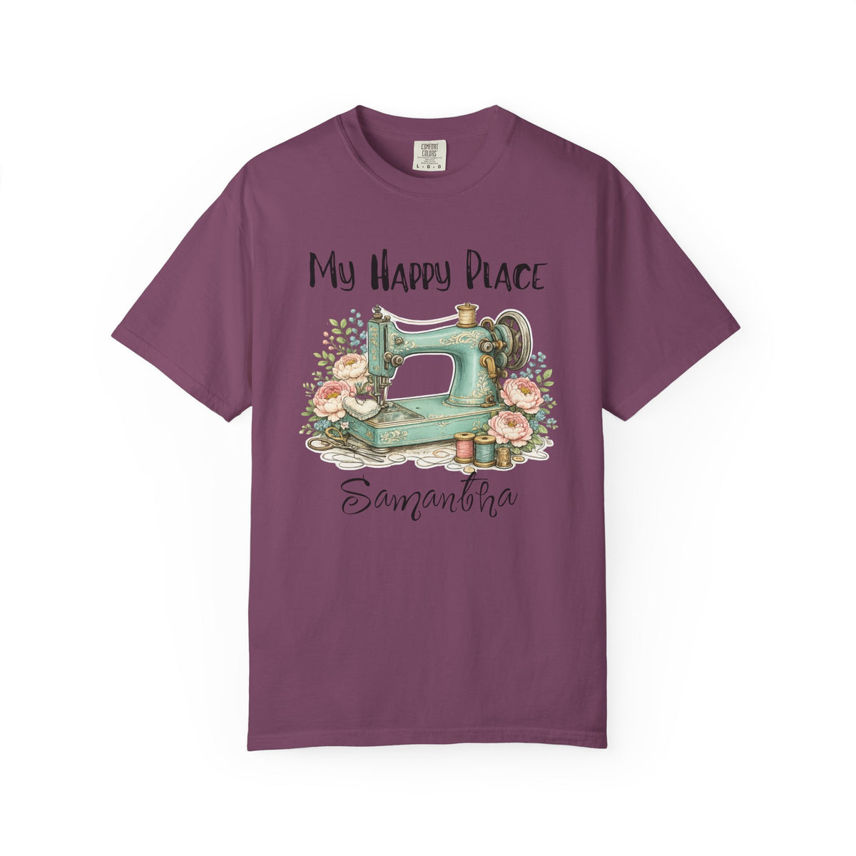 Sewing Lover T-Shirt — "My Happy Place" Vintage Sewing Machine Tee