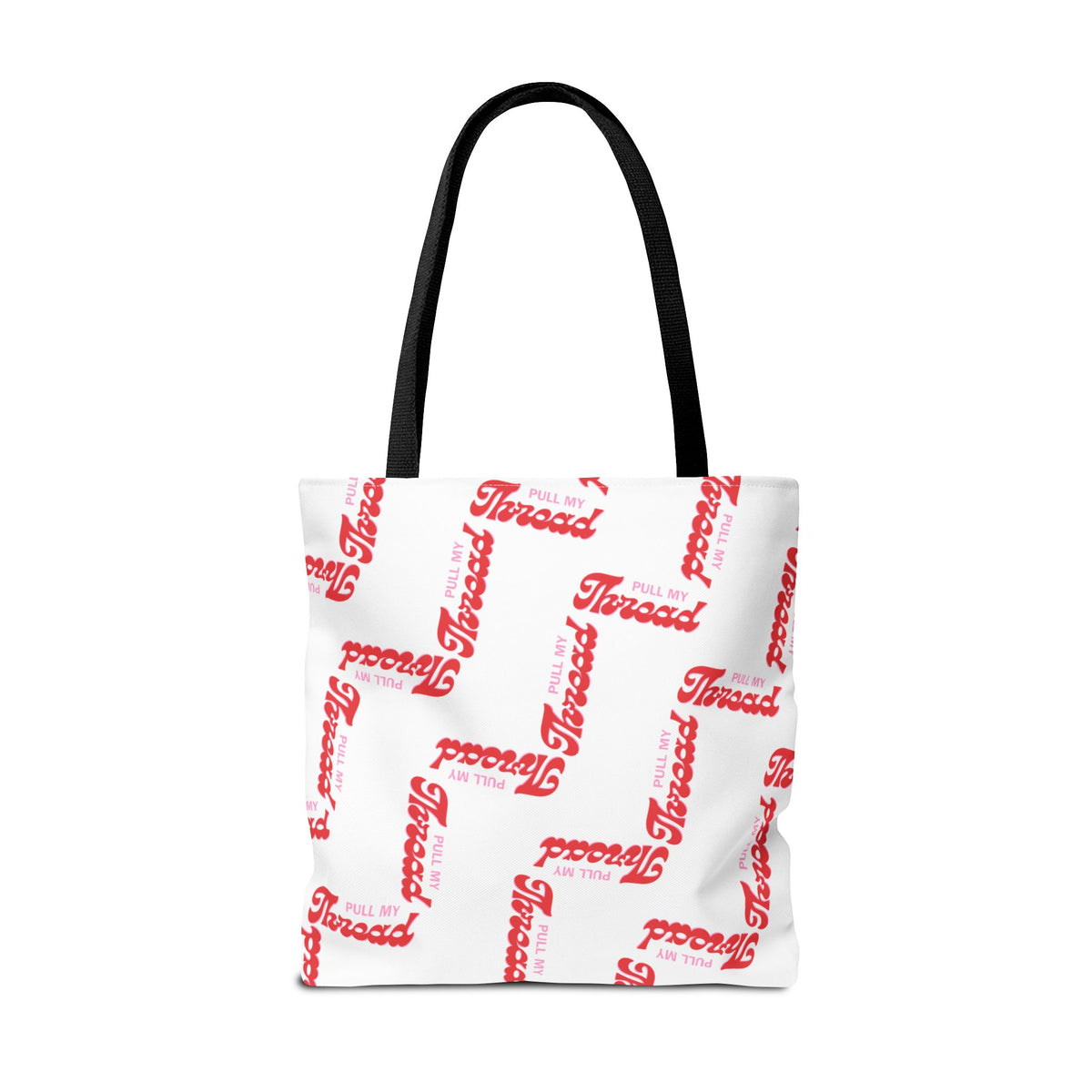 Retro Script 'Pull My Thread" Tote Bag — All-Over Print Fashion Tote