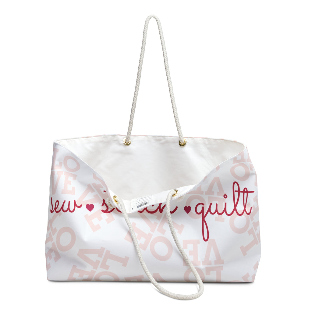 Sew • Stitch • Quilt Weekender Bag — Quilter Tote for Sewing Retreats & Craft Getaways