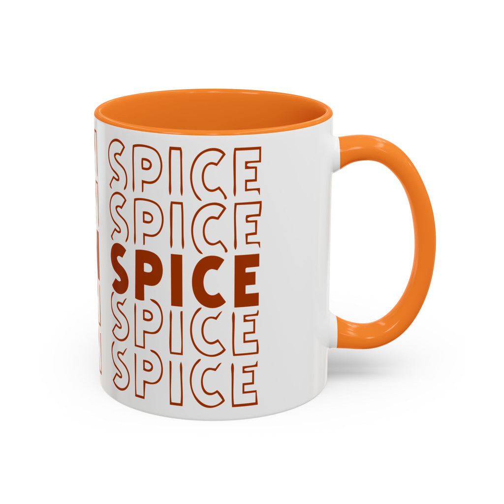 Pumpkin Spice Mug — Repeating 'SPICE' Retro Fall Coffee Cup (11oz/15oz)