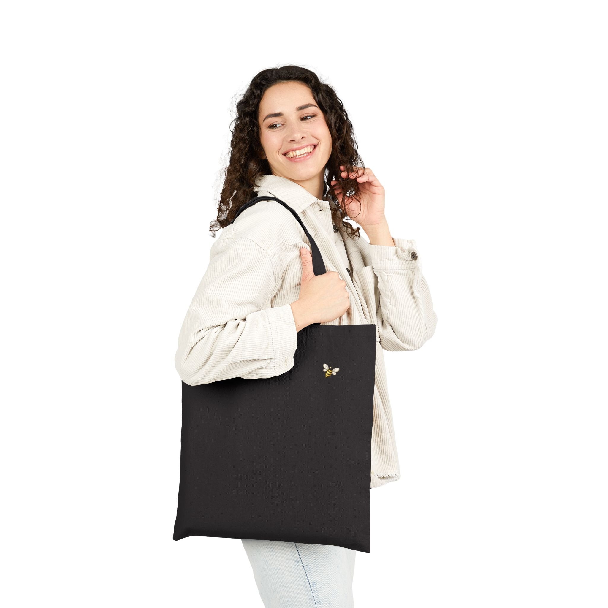 Honey Typography Canvas Tote — Cute Bee Graphic Bag