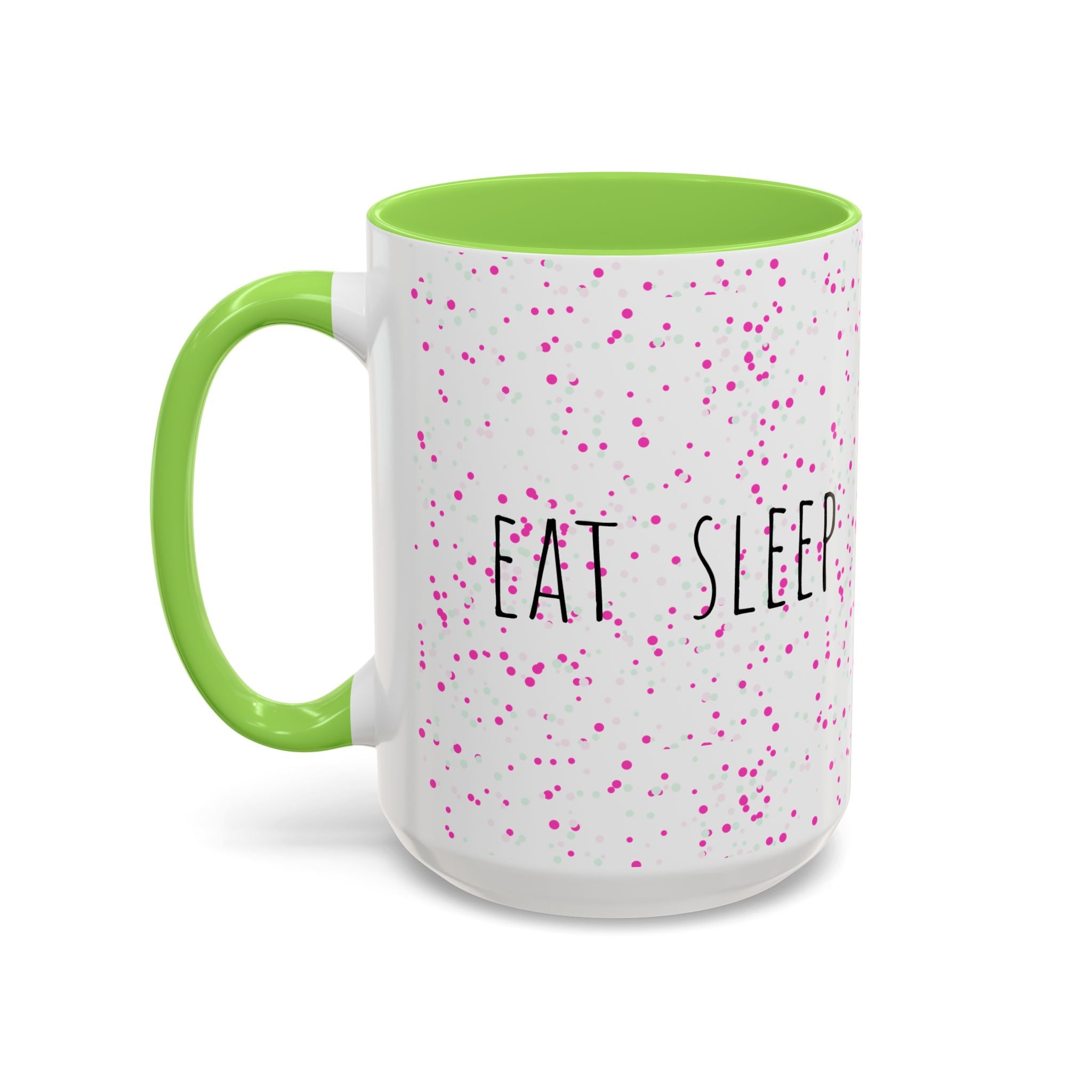 Eat Sleep Bake Repeat Mug | Pink Confetti Ceramic Coffee Cup (11oz, 15oz)