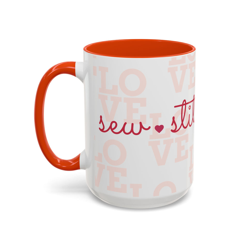 Love Quilting script mug | Colorful ceramic coffee cup