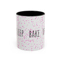 Eat Sleep Bake Repeat Mug | Pink Confetti Ceramic Coffee Cup (11oz, 15oz)