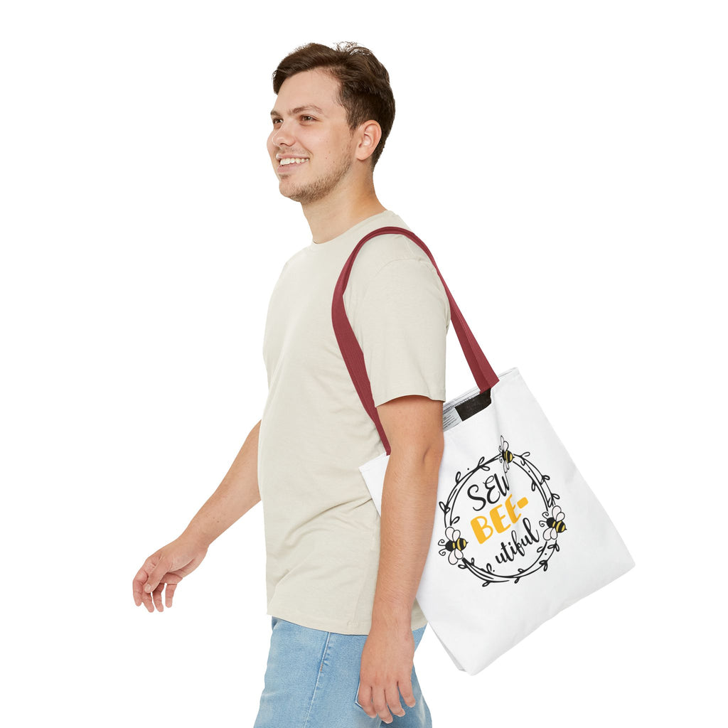 Sew Bee-utiful Tote Bag White | bee sewing craft motif