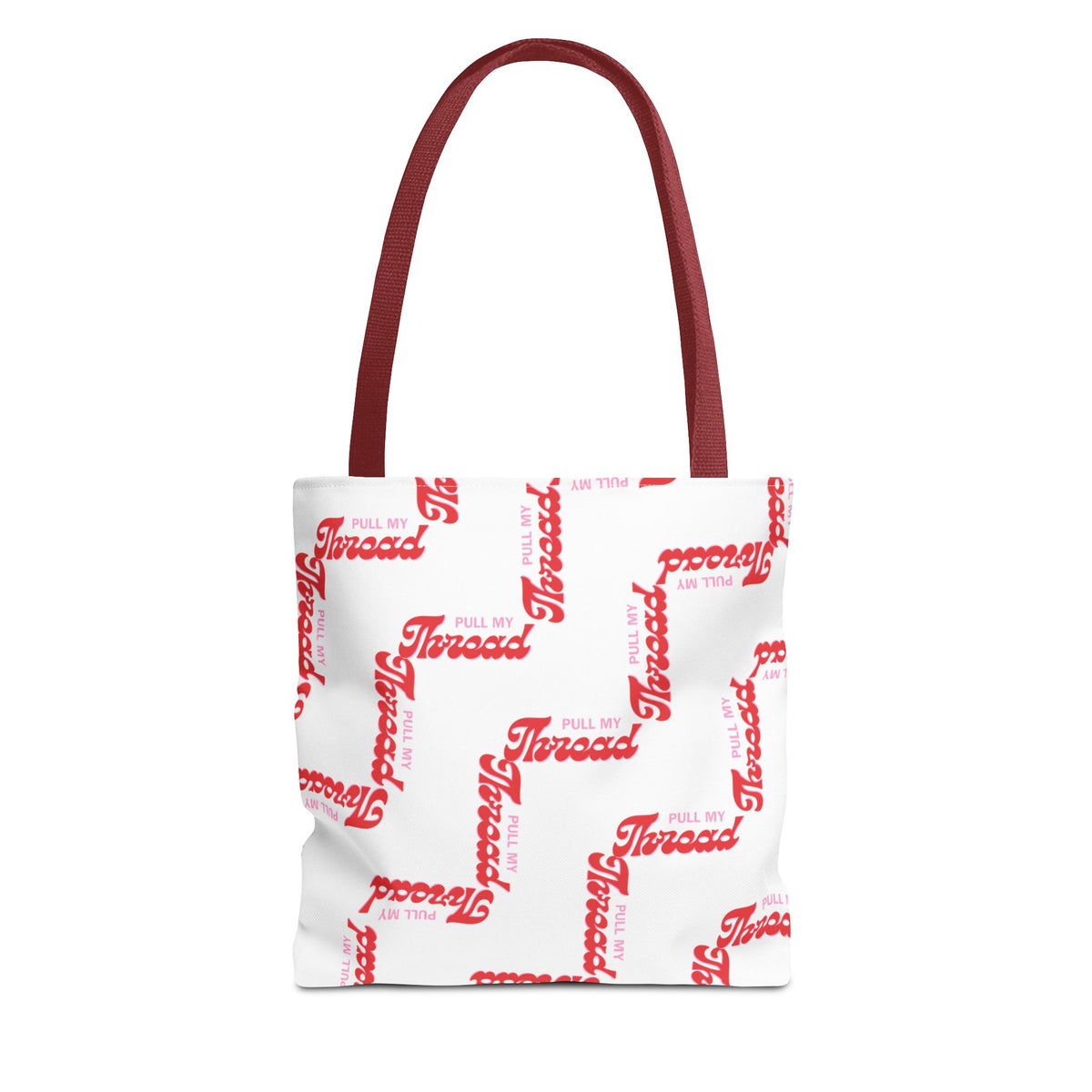 Retro Script 'Pull My Thread" Tote Bag — All-Over Print Fashion Tote