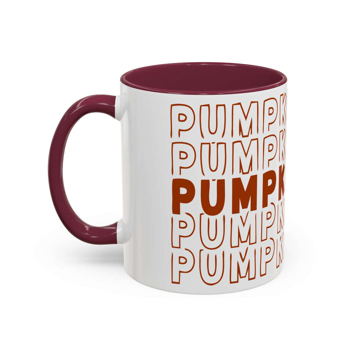 Pumpkin Spice Mug — Repeating 'SPICE' Retro Fall Coffee Cup (11oz/15oz)