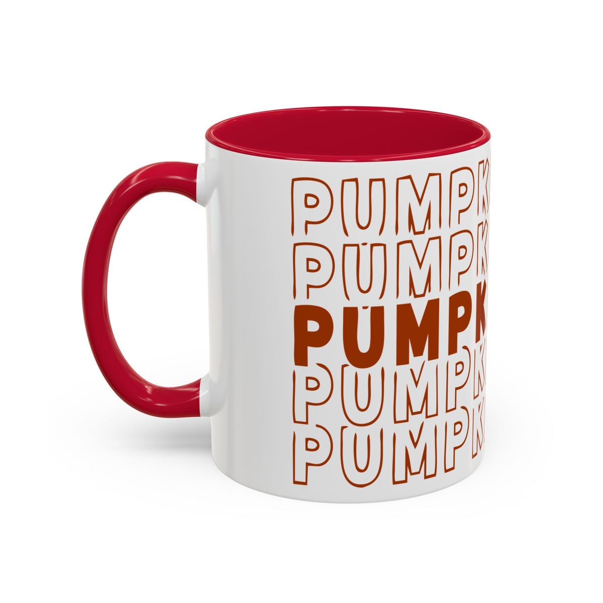 Pumpkin Spice Mug — Repeating 'SPICE' Retro Fall Coffee Cup (11oz/15oz)