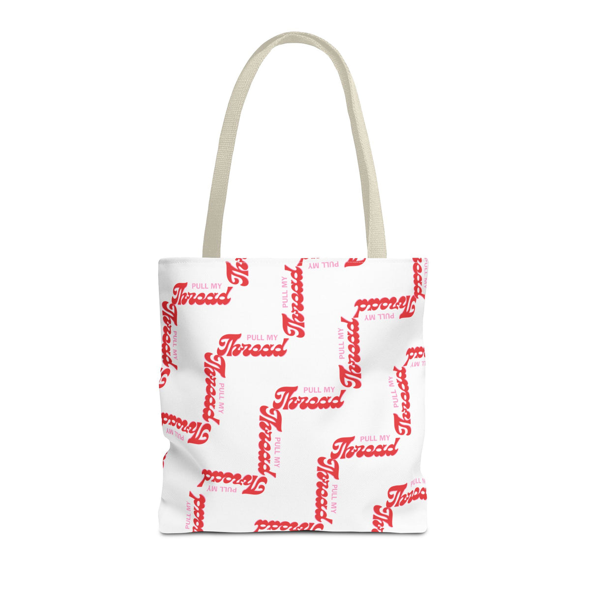 Retro Script 'Pull My Thread" Tote Bag — All-Over Print Fashion Tote