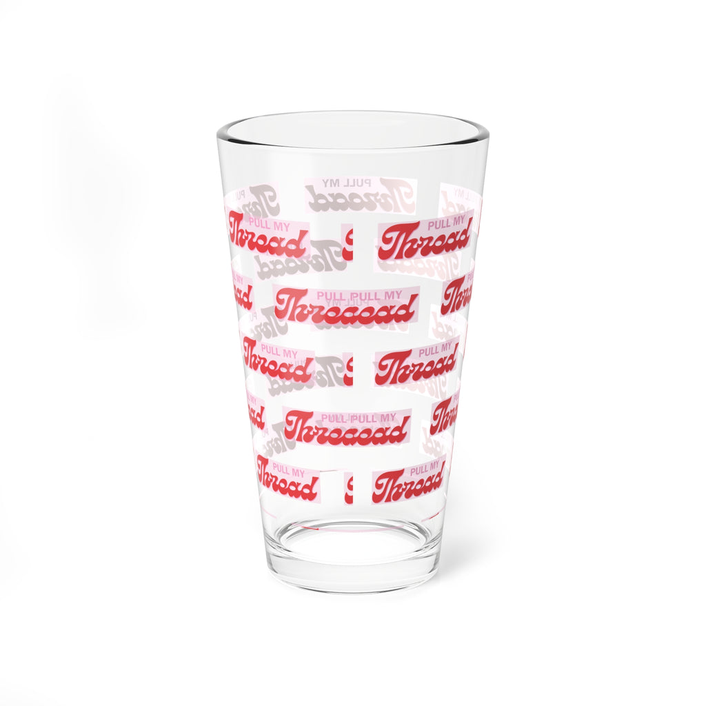 16oz Mixing Glass — Retro 'Pull My Thread' Pattern Cocktail Glass