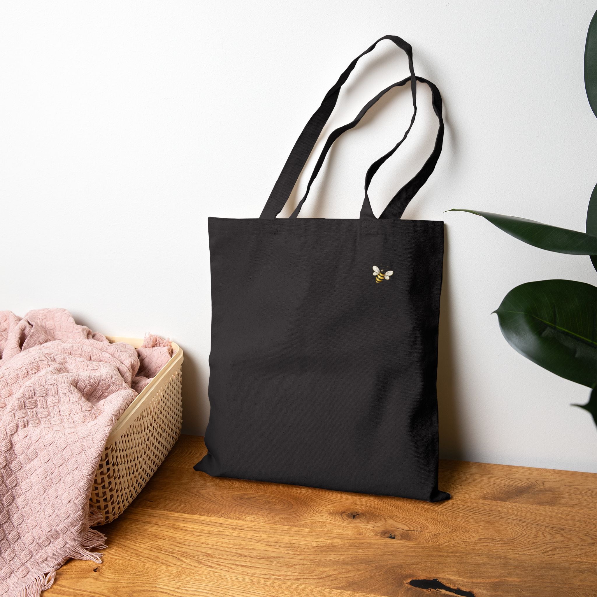 Honey Typography Canvas Tote — Cute Bee Graphic Bag