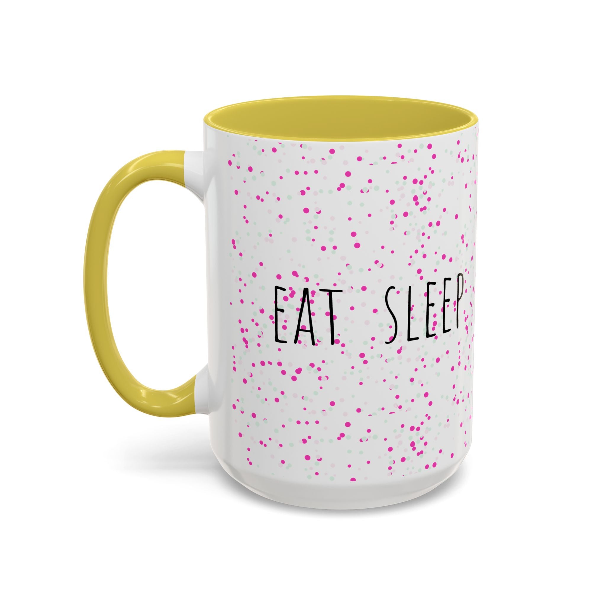 Eat Sleep Bake Repeat Mug | Pink Confetti Ceramic Coffee Cup (11oz, 15oz)