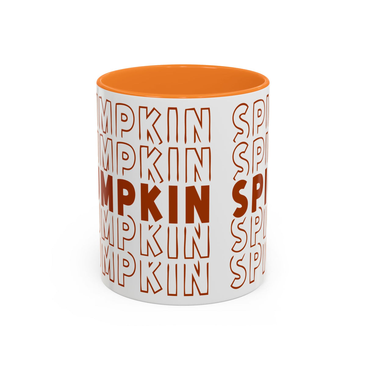 Pumpkin Spice Mug — Repeating 'SPICE' Retro Fall Coffee Cup (11oz/15oz)