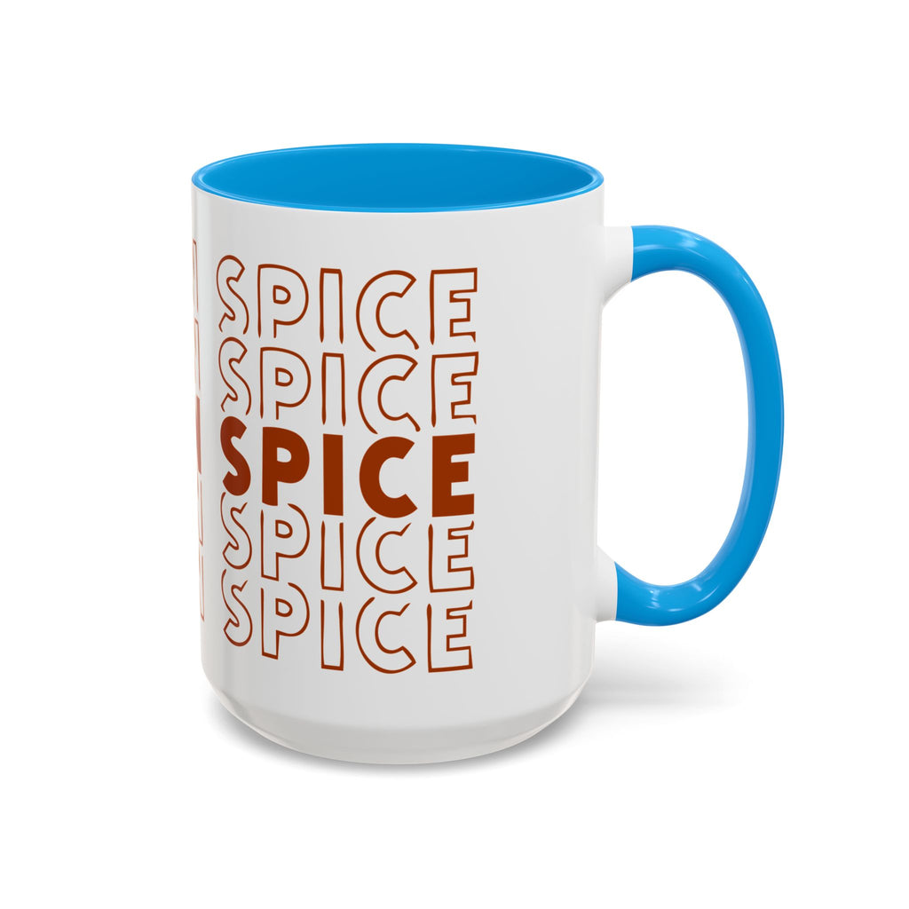 Pumpkin Spice Mug — Repeating 'SPICE' Retro Fall Coffee Cup (11oz/15oz)