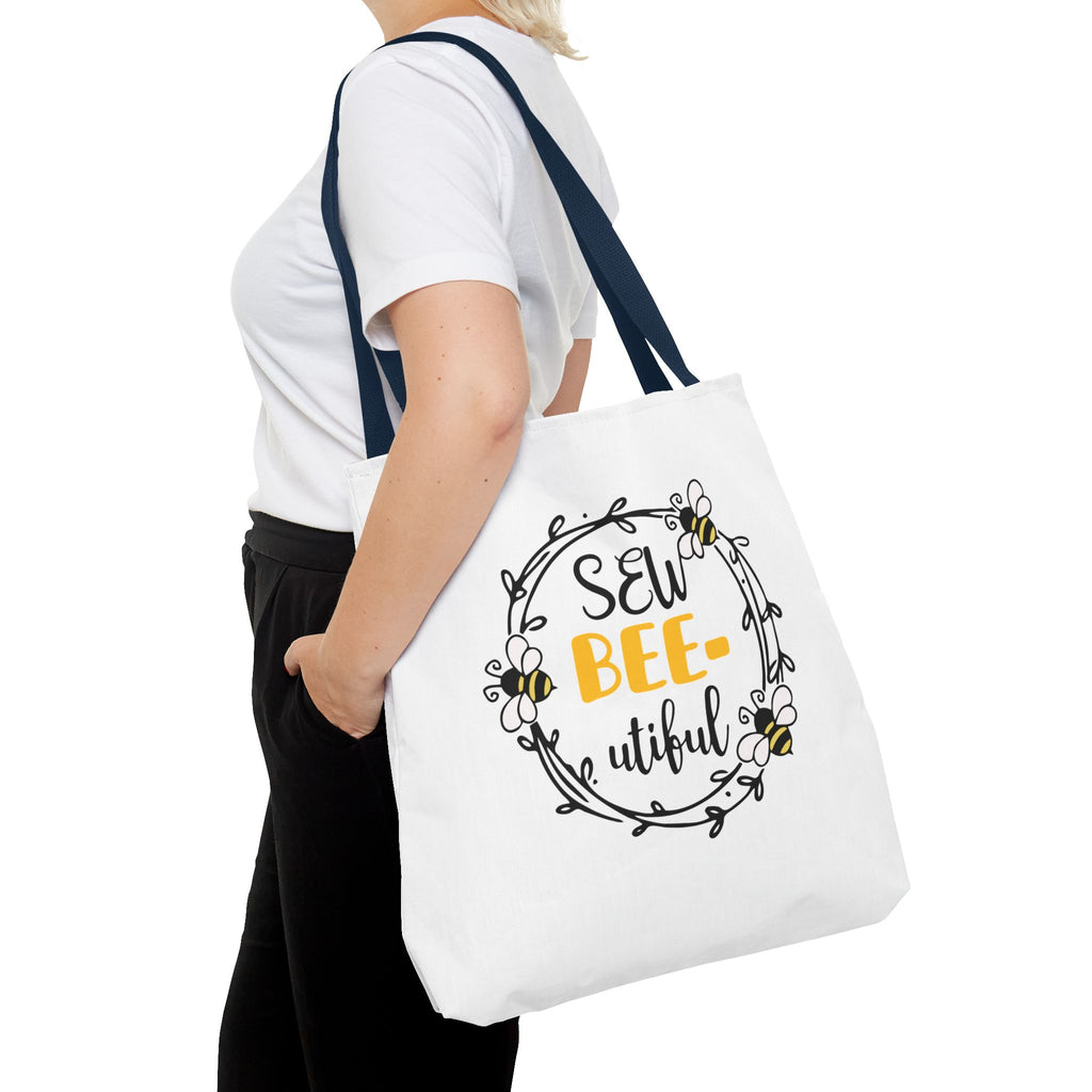 Sew Bee-utiful Tote Bag White | bee sewing craft motif