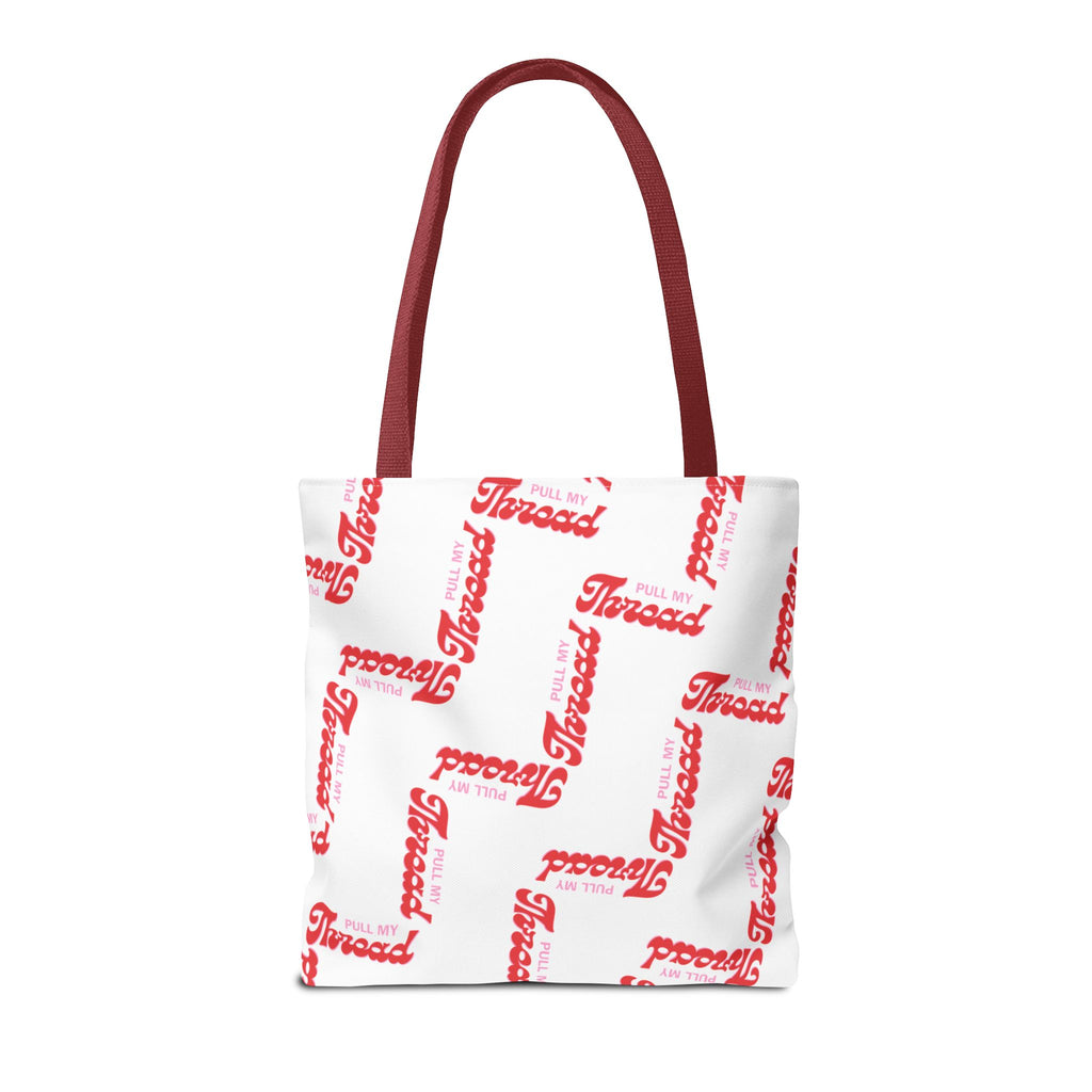 Retro Script 'Pull My Thread" Tote Bag — All-Over Print Fashion Tote