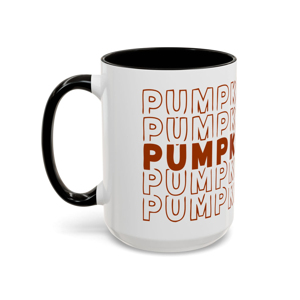 Pumpkin Spice Mug — Repeating 'SPICE' Retro Fall Coffee Cup (11oz/15oz)
