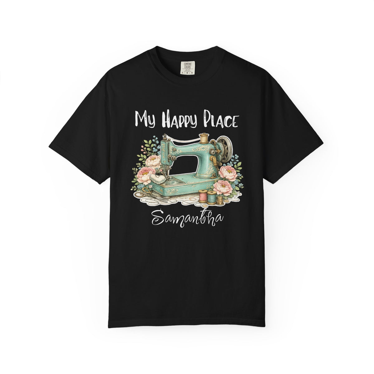 Sewing Lover T-Shirt — "My Happy Place" Vintage Sewing Machine Tee