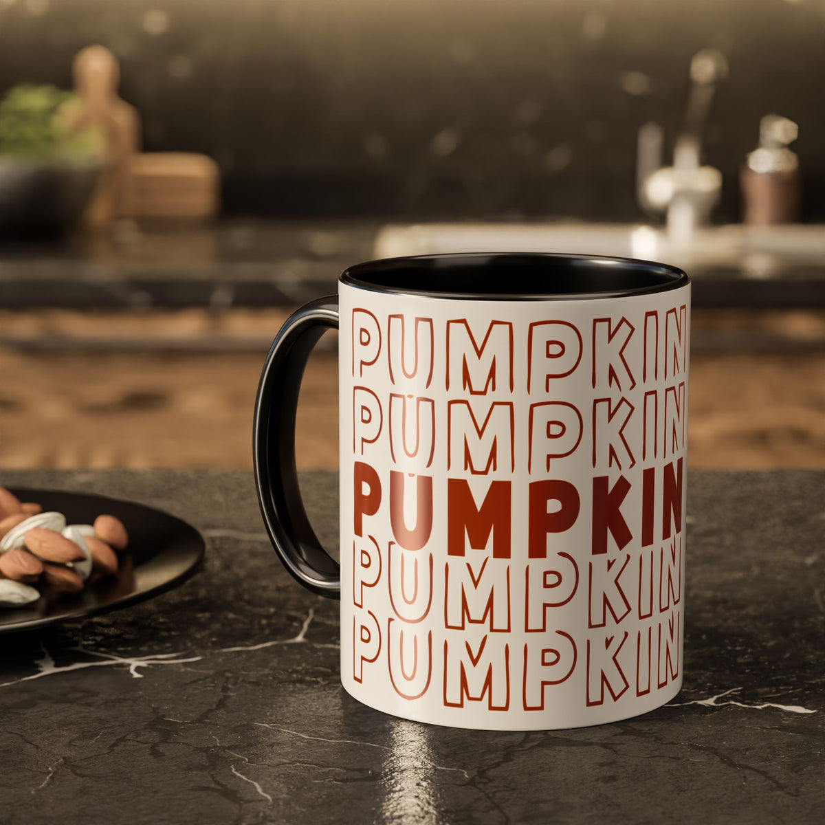 Pumpkin Spice Mug — Repeating 'SPICE' Retro Fall Coffee Cup (11oz/15oz)