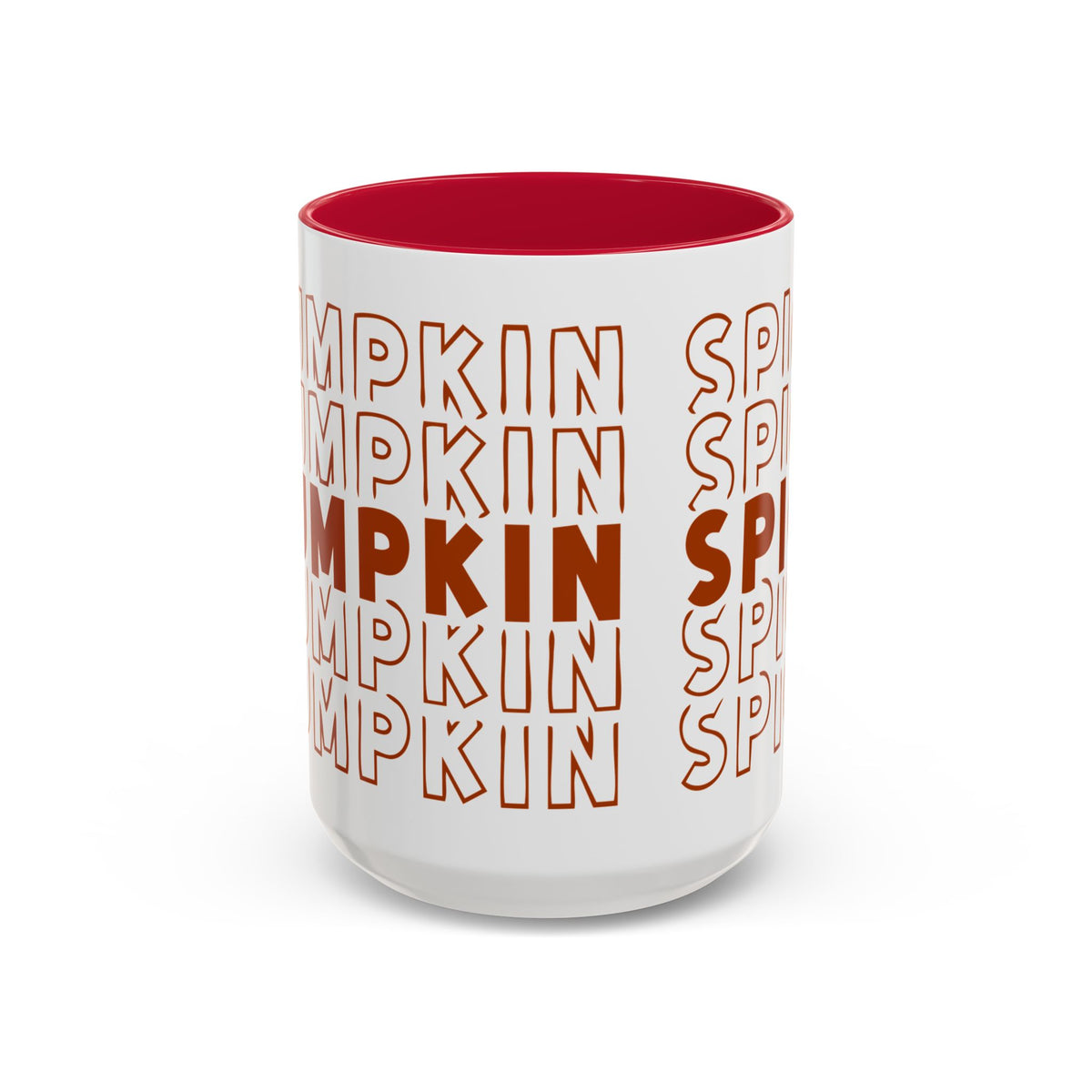 Pumpkin Spice Mug — Repeating 'SPICE' Retro Fall Coffee Cup (11oz/15oz)