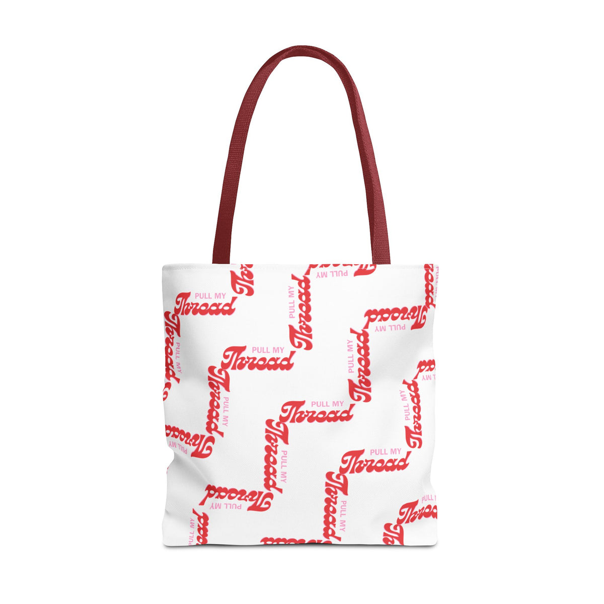 Retro Script 'Pull My Thread" Tote Bag — All-Over Print Fashion Tote