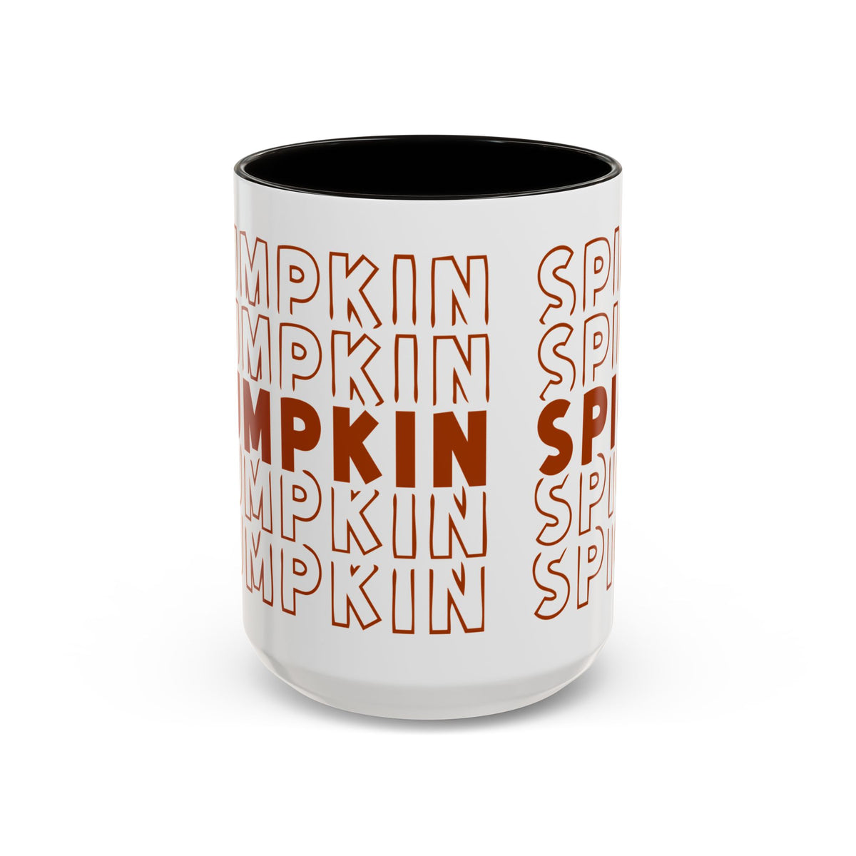 Pumpkin Spice Mug — Repeating 'SPICE' Retro Fall Coffee Cup (11oz/15oz)
