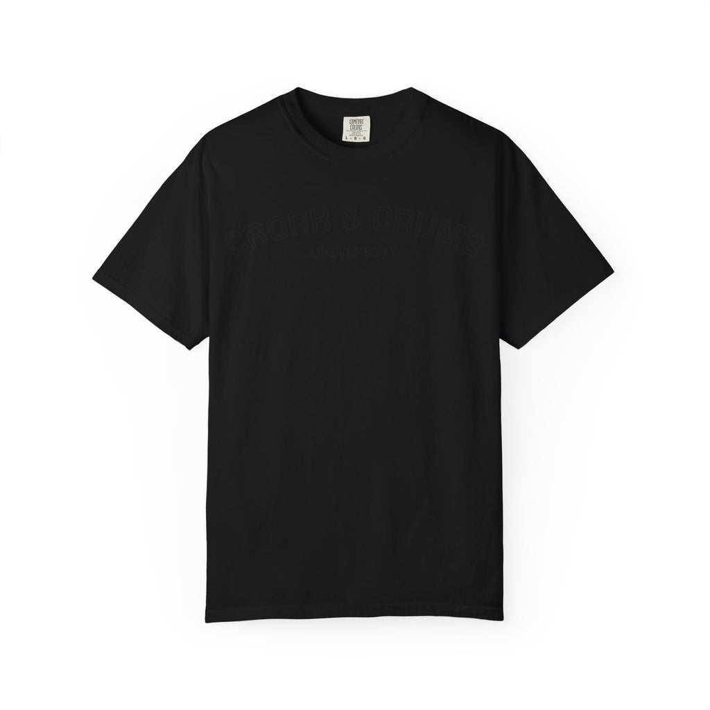 Croak & Crumb University shirt | Collegiate outline text tee