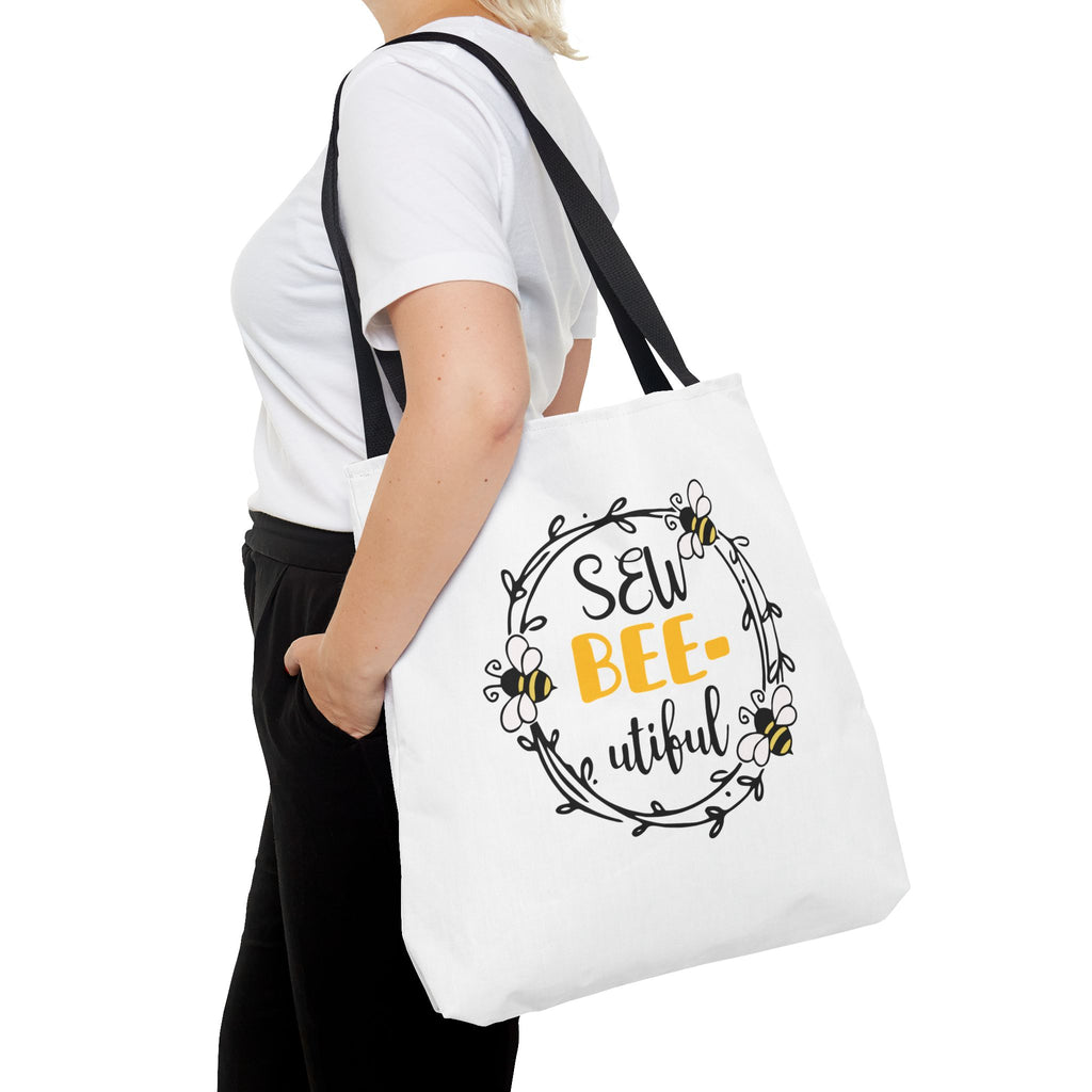 Sew Bee-utiful Tote Bag White | bee sewing craft motif