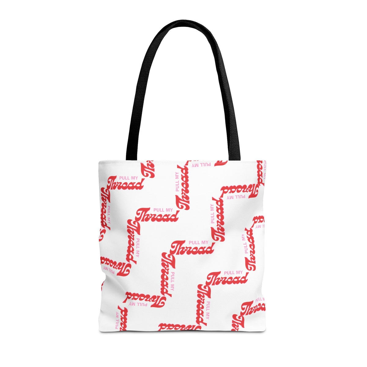Retro Script 'Pull My Thread" Tote Bag — All-Over Print Fashion Tote