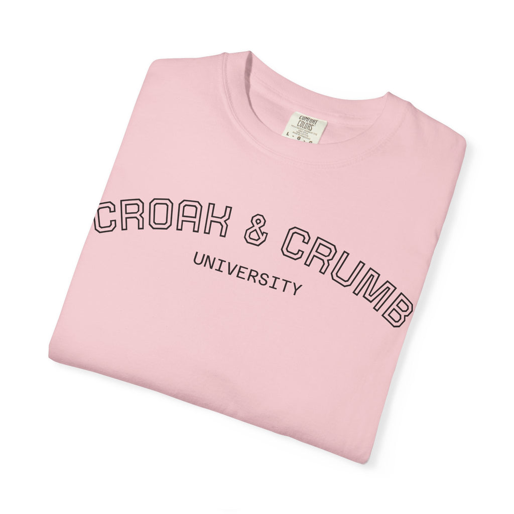 Croak & Crumb University shirt | Collegiate outline text tee