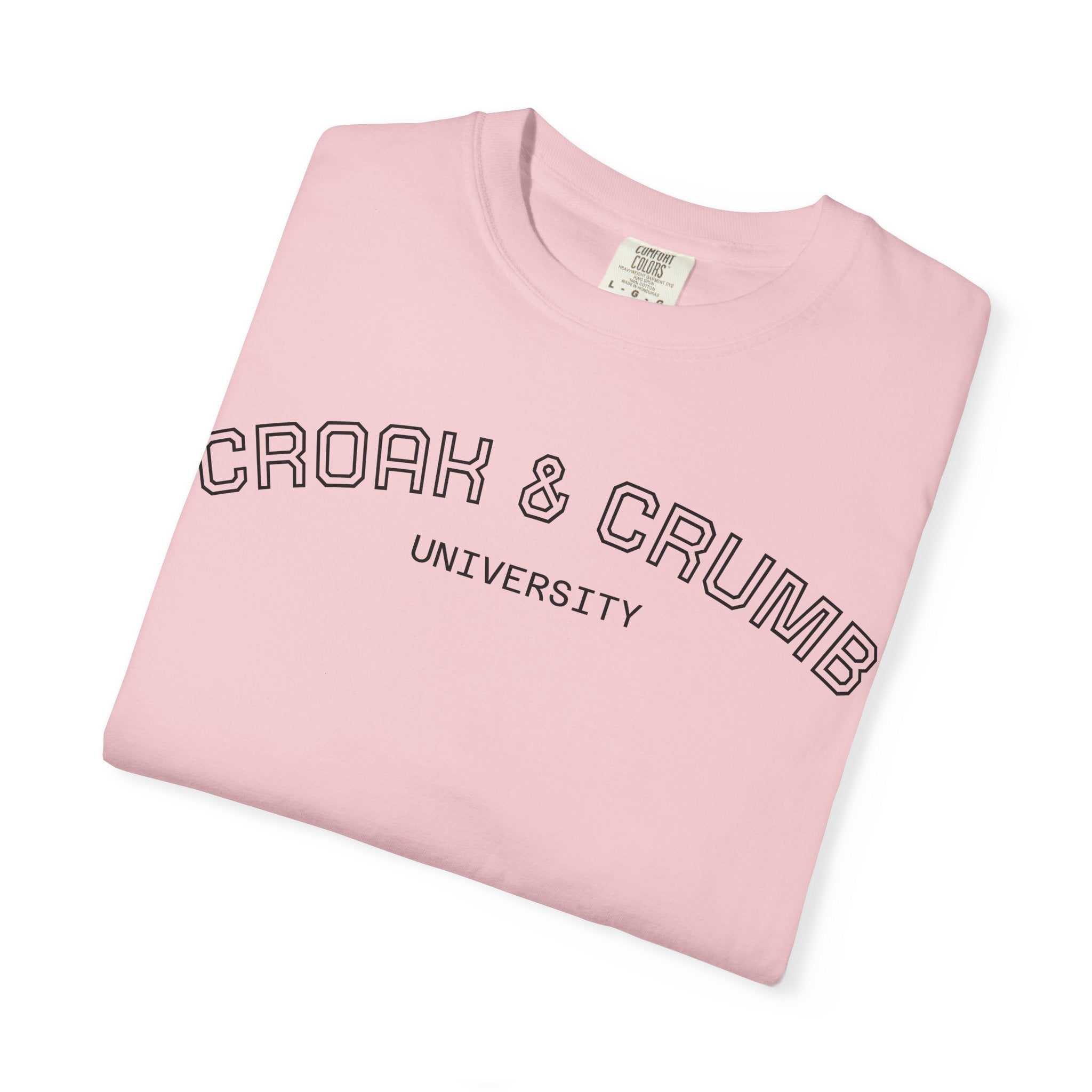 Croak & Crumb University shirt | Collegiate outline text tee