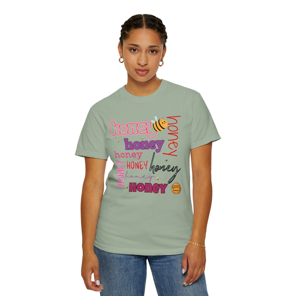 Honey Script Graphic T-Shirt — Playful Bee Typography Tee