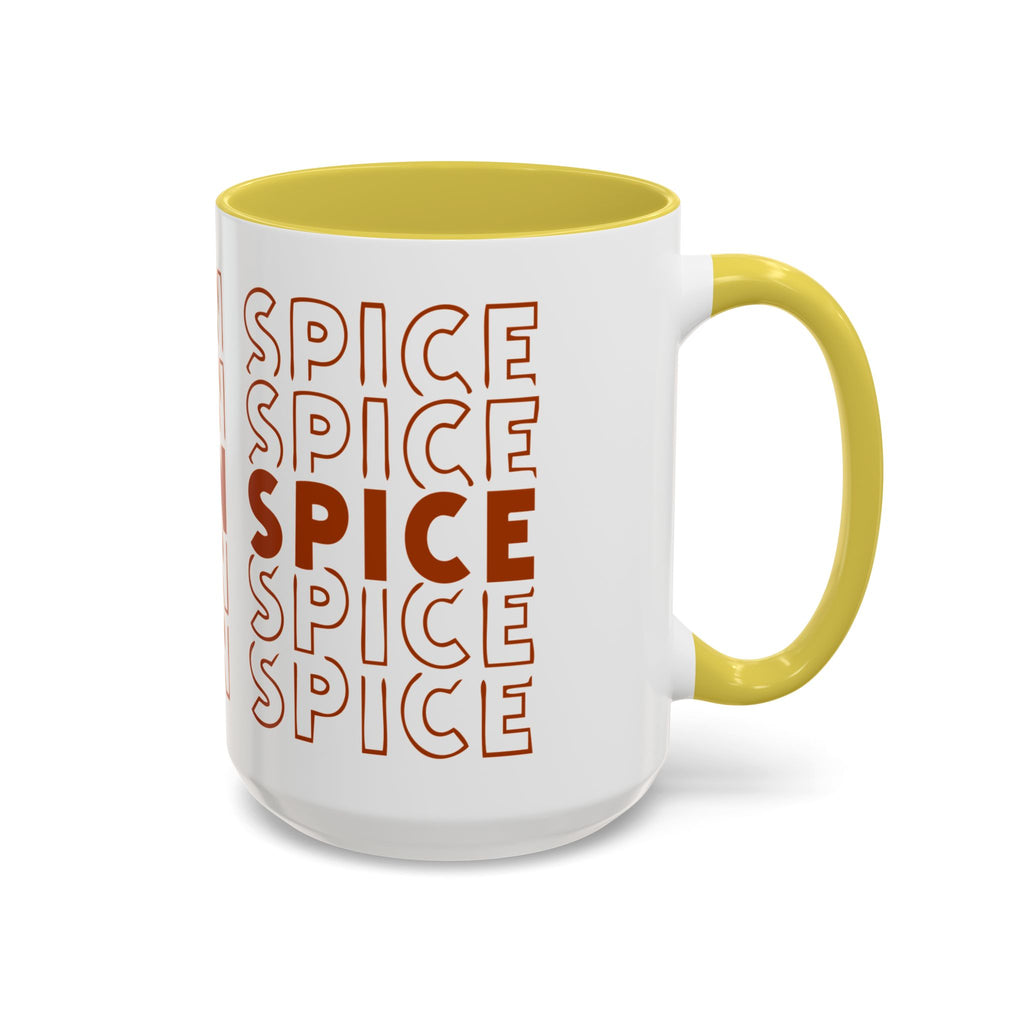 Pumpkin Spice Mug — Repeating 'SPICE' Retro Fall Coffee Cup (11oz/15oz)