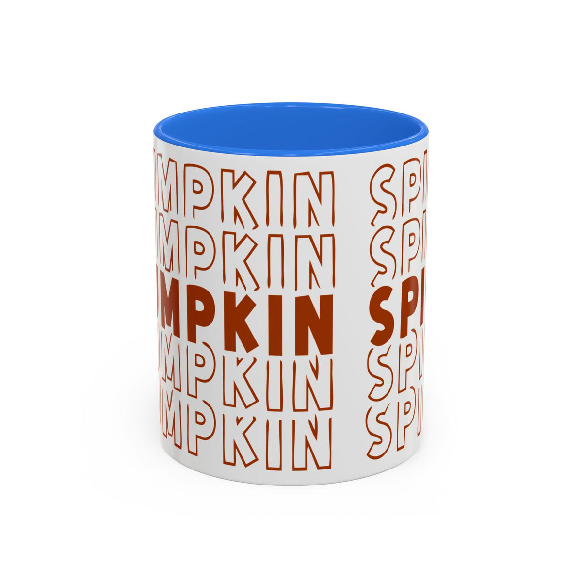 Pumpkin Spice Mug — Repeating 'SPICE' Retro Fall Coffee Cup (11oz/15oz)