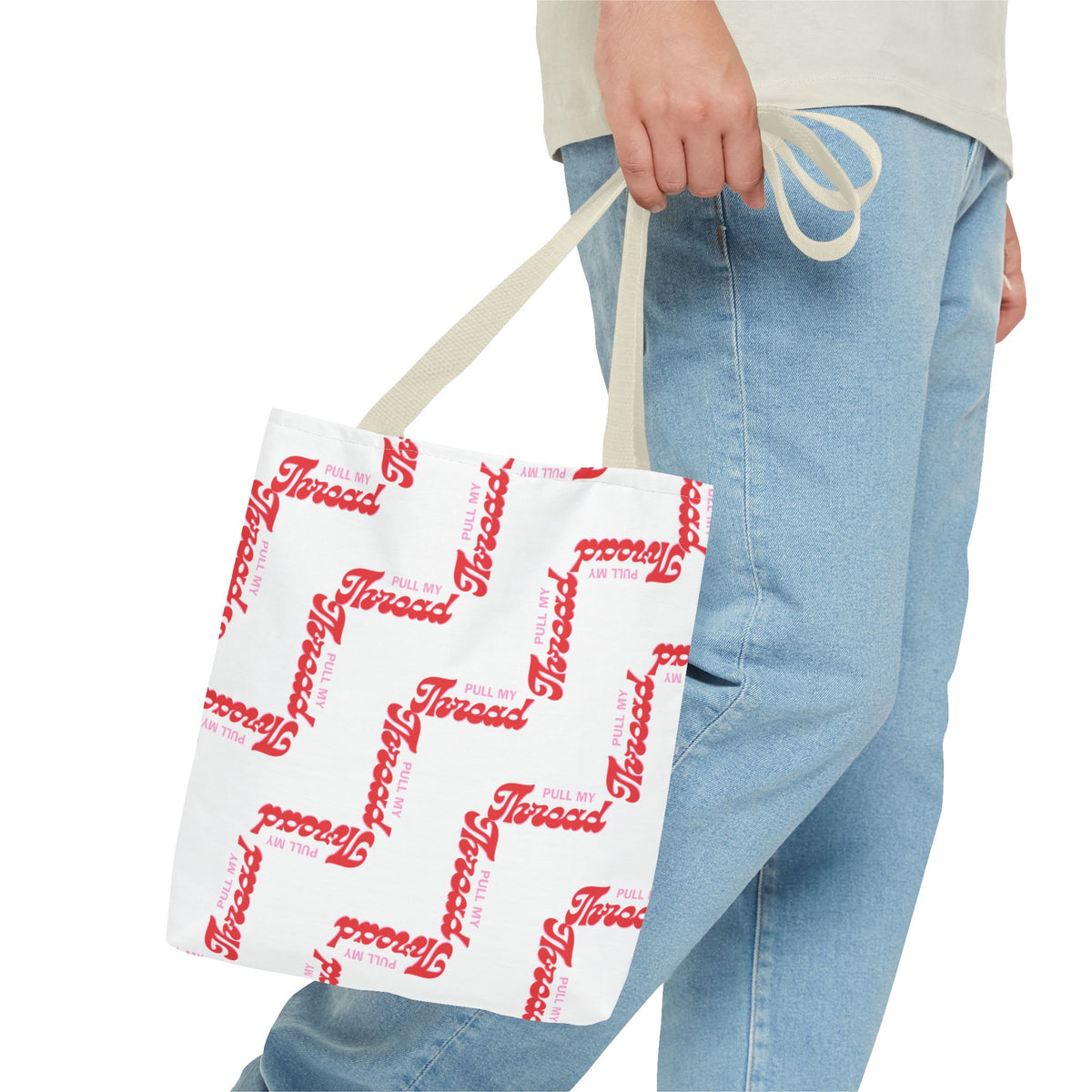 Retro Script 'Pull My Thread" Tote Bag — All-Over Print Fashion Tote