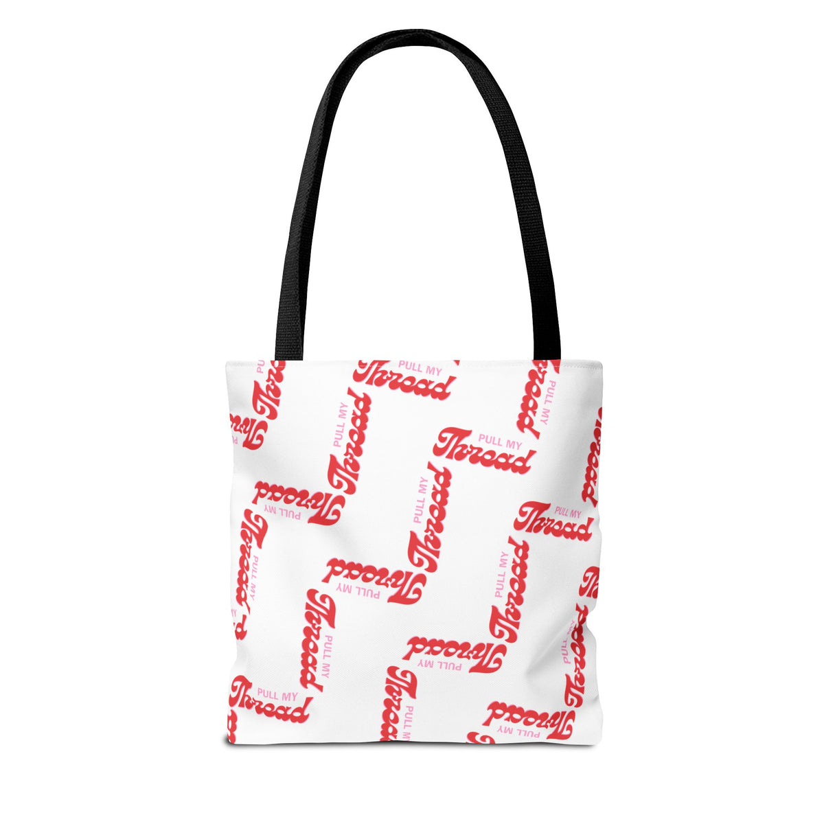 Retro Script 'Pull My Thread" Tote Bag — All-Over Print Fashion Tote