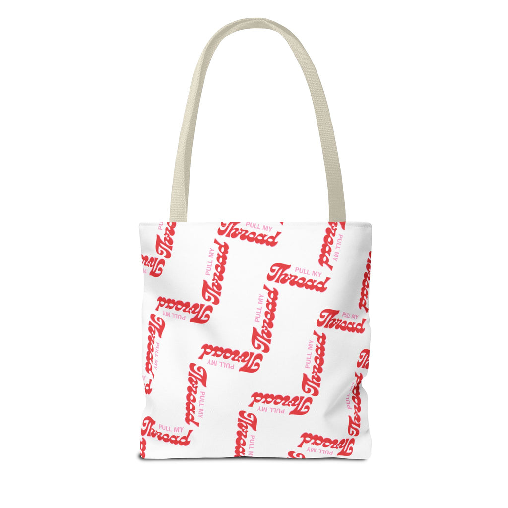 Retro Script 'Pull My Thread" Tote Bag — All-Over Print Fashion Tote