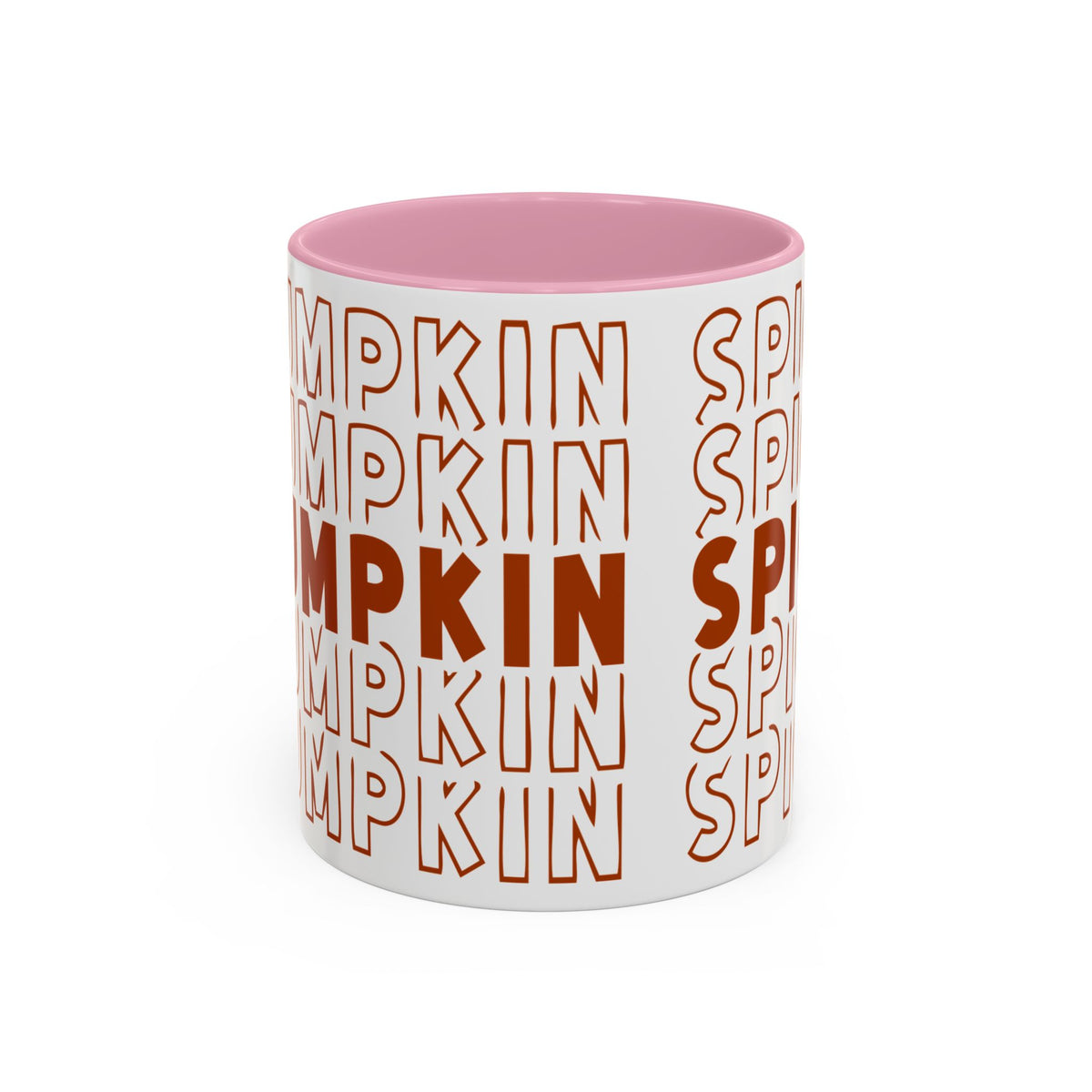 Pumpkin Spice Mug — Repeating 'SPICE' Retro Fall Coffee Cup (11oz/15oz)