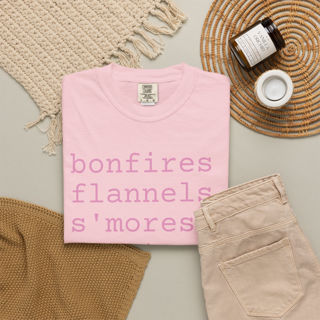 bonfires flannels s'mores sweaters campfires & BAKING T-shirt | Cozy Fall Typography Tee