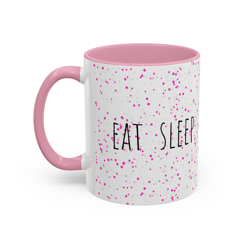 Eat Sleep Bake Repeat Mug | Pink Confetti Ceramic Coffee Cup (11oz, 15oz)