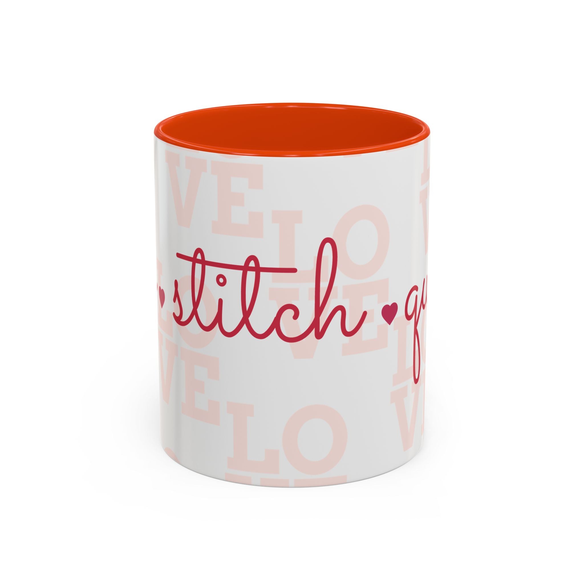 Love Quilting script mug | Colorful ceramic coffee cup