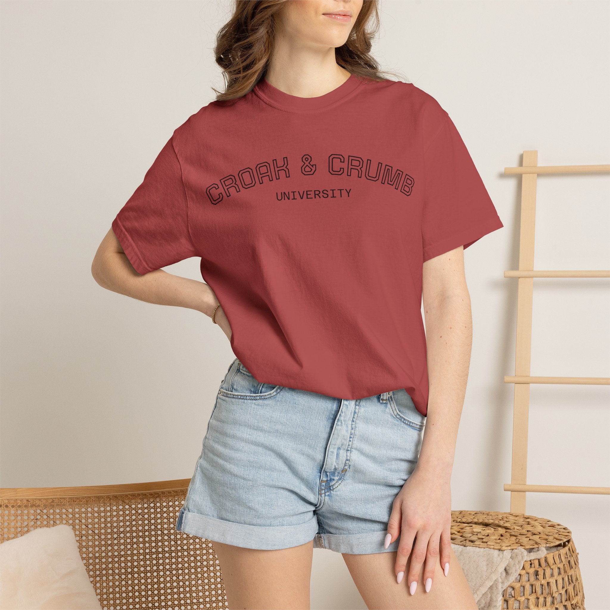 Croak & Crumb University shirt | Collegiate outline text tee