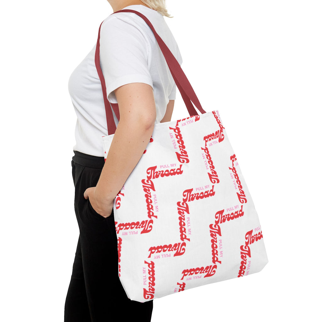 Retro Script 'Pull My Thread" Tote Bag — All-Over Print Fashion Tote