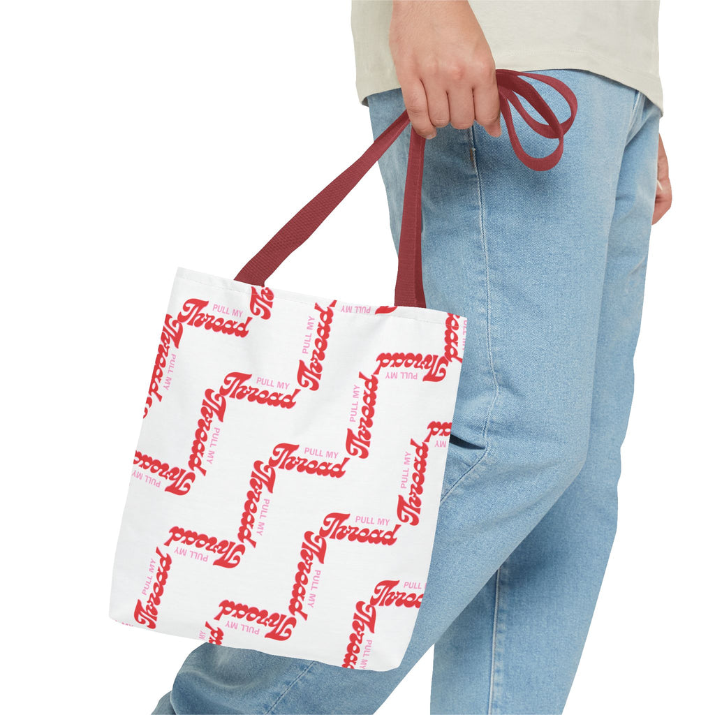 Retro Script 'Pull My Thread" Tote Bag — All-Over Print Fashion Tote