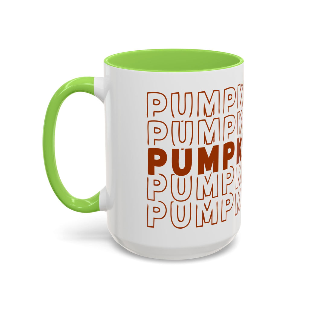 Pumpkin Spice Mug — Repeating 'SPICE' Retro Fall Coffee Cup (11oz/15oz)